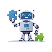 Robot assembling puzzle code vector