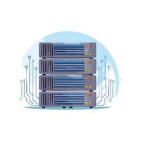 Server rack with data streams vector
