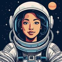 Woman Astronaut Floating in Space vector