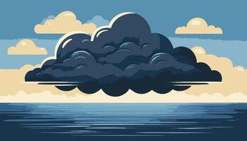 A dark cloud hovering over the ocean vector