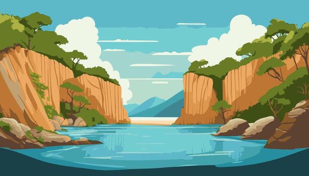 A hidden lagoon surrounded by cliffs vector