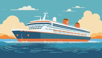 A large cruise ship in the open sea vector