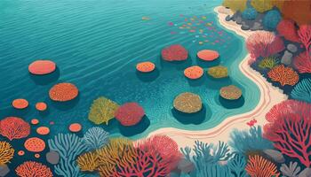 A bird eye view of a coral reef vector