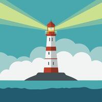 A lighthouse beam cutting through ocean fog vector