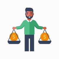 A person balancing risk and reward in investment vector