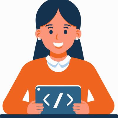 student learning to code on a tablet