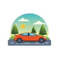 car broken down on the side of the road. vector
