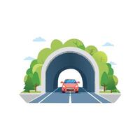 car driving through a tunnel. vector