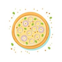 cheese and caramelized onion flatbread vector