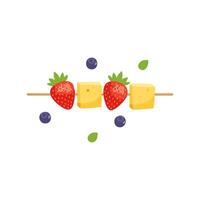 cheese and fruit skewer with grapes and strawberries vector