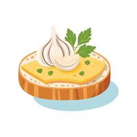cheese and roasted garlic spread on bread vector