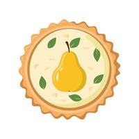 cheese and pear tart with a flaky crust vector