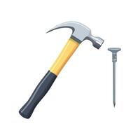claw hammer pulling out a nail vector