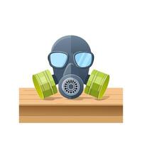 gas mask with filters on a table vector