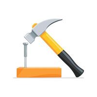 mallet striking a chisel vector