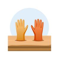 pair of gloves on a table, ready for use vector