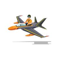 pilot flying a fighter jet at high speed vector