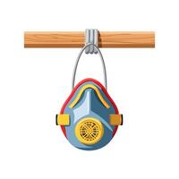 respirator mask hanging on a hook vector
