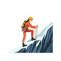 climbing a snowy mountain vector