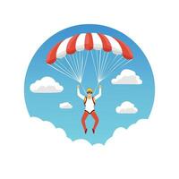 skydiver free falling through the sky vector