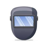 welding helmet with a darkened visor vector