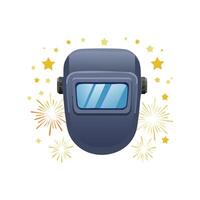 welding mask with sparks flying in the background vector