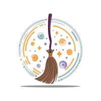 witch broomstick flying in loops and circles vector