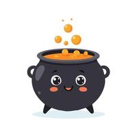 witch cauldron with a face and a silly expression vector