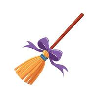 witch broomstick with a ribbon tied to it vector