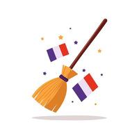 witch broomstick with a tiny flag attached vector