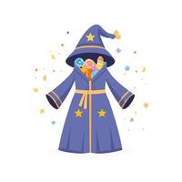 wizard robe with a hidden pocket full of treats vector