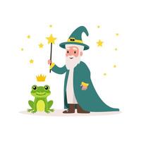 wizard spell turning a frog into a prince vector