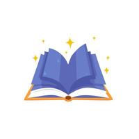 wizard spellbook with pages flipping on their own vector