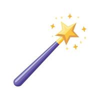 wizard wand with a glowing star at the tip vector