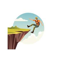 base jumper leaping off a tall cliff vector