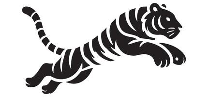 Leaping Tiger Silhouette Graphic Design Element Image vector