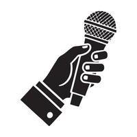 Microphone in Hand Silhouette Art for Speech or Interview vector