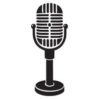 Vintage Microphone Silhouette Illustration for Retro Sound Design vector