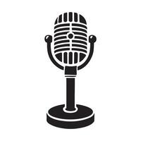 Retro Microphone Silhouette Illustration for Music Audio Projects vector
