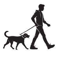 Man and Dog Walking Silhouette Graphic Design Exercise Companion vector
