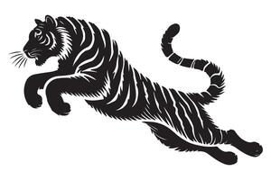 Jumping Tiger Silhouette Illustration Agile Graphic Design Symbol vector