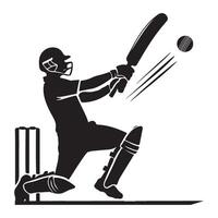 Cricket player silhouette in action sports promotion vector