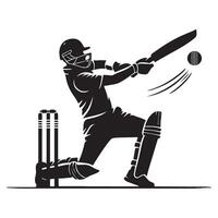 Cricket player silhouette in action for sports website graphics vector