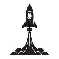 Silhouette rocket launch icon for space exploration mission vector