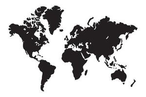 Black Silhouette Illustration World Map Template for Geography Learning vector