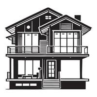 Multi Story House Art With Balconies and Detailed Windows vector