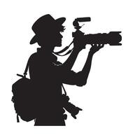 Silhouette Photography Journalist with Camera and Hat Image vector