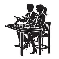 Silhouette of Interview Scene People Talking at Table Graphic vector