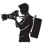 Silhouette of a Professional Photographer with Camera and Bag vector