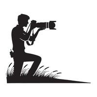 Silhouette of a Photographer Taking a Photo in Nature Illustration vector